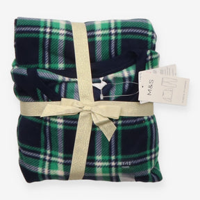 Navy and Green Fleece Tartan Pyjamas