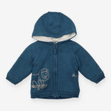 Hoodie Fleece Lined Blue Skateboarding Lion 