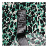 Dress Green Animal Print Smocked Midi Short Sleeve