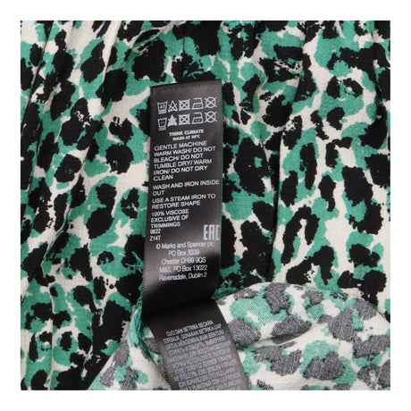 Dress Green Animal Print Smocked Midi Short Sleeve