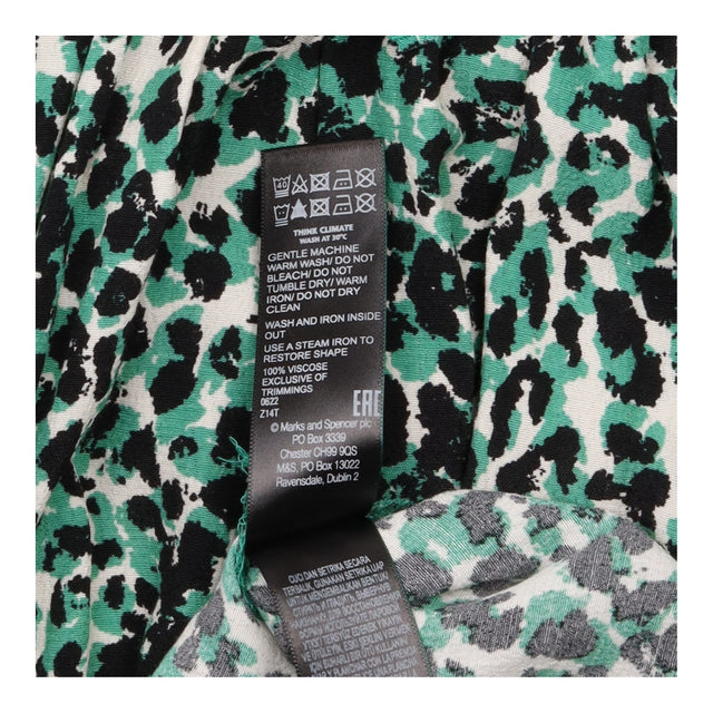 Dress Green Animal Print Smocked Midi Short Sleeve