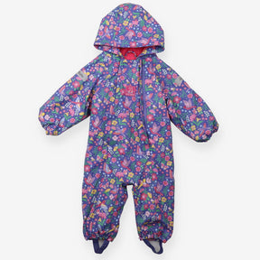 Puddlesuit Purple Fleece Lined Pink with Birds, Bu