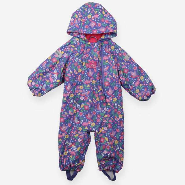 Puddlesuit Purple Fleece Lined Pink with Birds, Bu