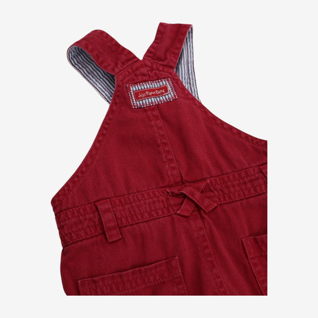 Red Woven Shortie Dungarees
