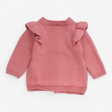 Cardigan Pink Knit Frill Shoulders