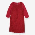 Shift Dress Rich Red Floral Lace Long Sleeve Knee 