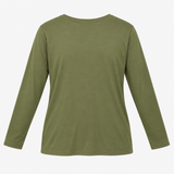 Jersey Top Olive Green Long Sleeve Crew Neck