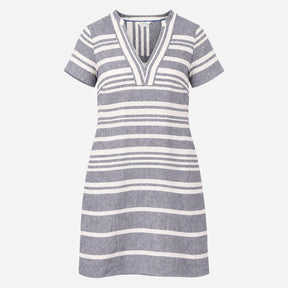 Shift Dress Blue White Multi-directional Stripe 10