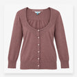 Cardigan Brown Fine Knit Scoop Neck Button Down