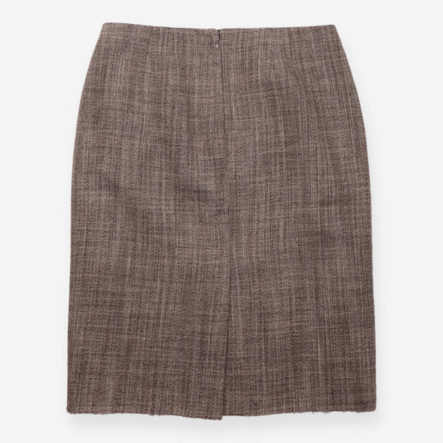 Pencil Skirt Beige Black Textured Tailored Knee Le