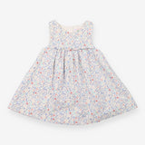 Cord Dress White with Rabbits and Flowers
