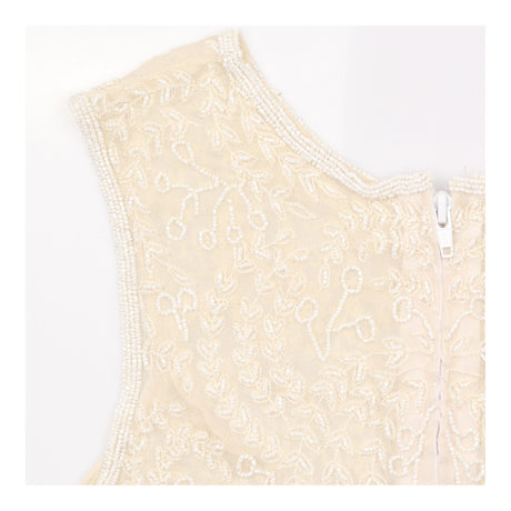 Ivory Floral Beaded Sleeveless Occasion Top