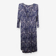 Blue Abstract Print Jersey Wrap Dress Midi