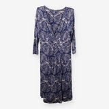 Blue Abstract Print Jersey Wrap Dress Midi