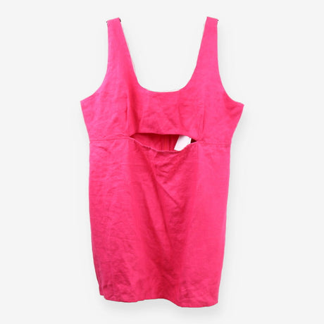 Hanna Raspberry Pink Linen Cut Out Mini Dress