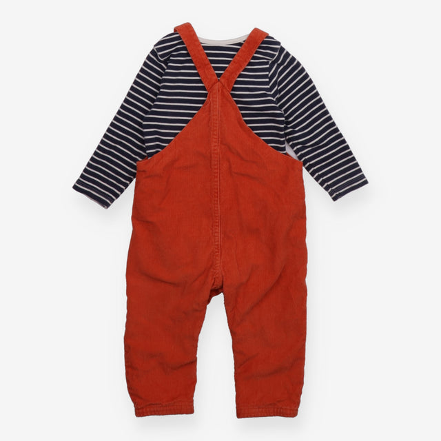 Dungaree outfit cord orange and navy white bodysui