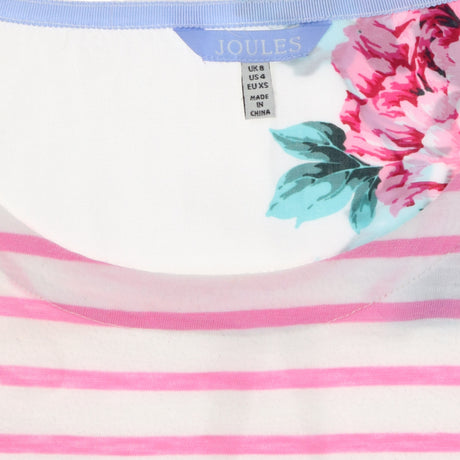 Pink Stripe Floral Back Long Sleeve Top Cotton Bre