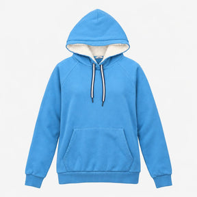 Hoodie Blue Organic Cotton Fleece Lined Hood Long 