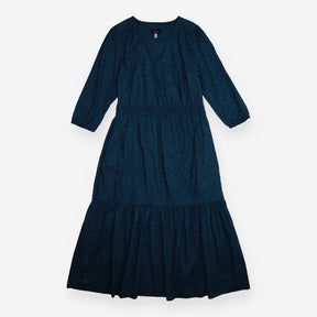 Teal Blue Star Print Elastic Waist Tiered M