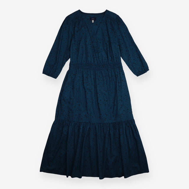 Teal Blue Star Print Elastic Waist Tiered M