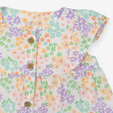 Woven Summer Dress Neon Flowers