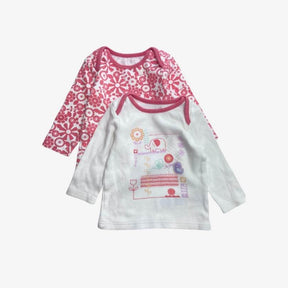 Pink Floral and Elephant Bird LS Tops 2pcs