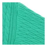Cable Crew Sweater Green with Ribbed Collar