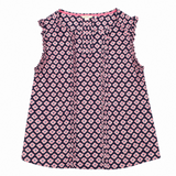 Navy Pink Floral Sleeveless Viscose Tunic Top