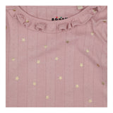 Tee LS pink frill collar gold stars