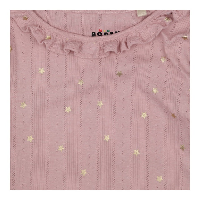 Tee LS pink frill collar gold stars