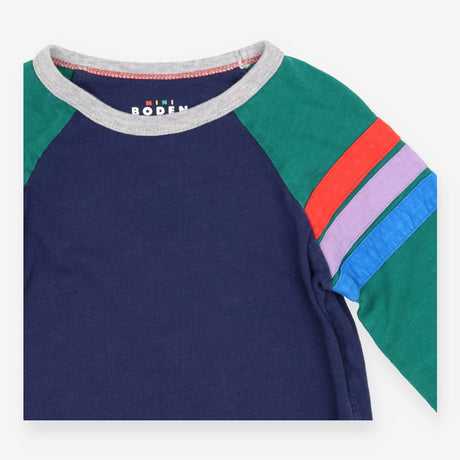 Tee LS blue green colour stripes