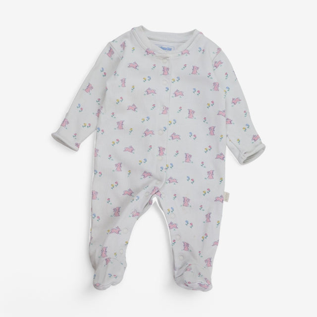 Sleepsuit White with Pink Bunnies