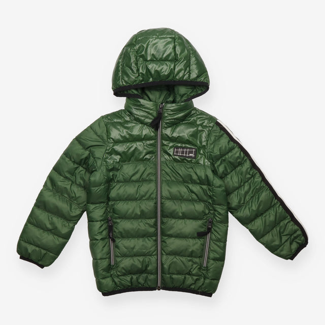 Coat green padded stripe to arm