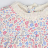 Dress LS flowers hedgehog rabbits pink blue