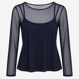 Mesh Long Sleeve Layered Top Navy