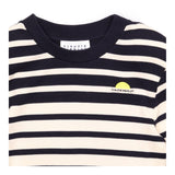 Mini Dress Navy Cream Stripe Cotton Long Sleeve