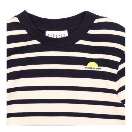 Mini Dress Navy Cream Stripe Cotton Long Sleeve