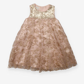Dress Sleeveless Tulle Skirt Pink with Gold Sequin
