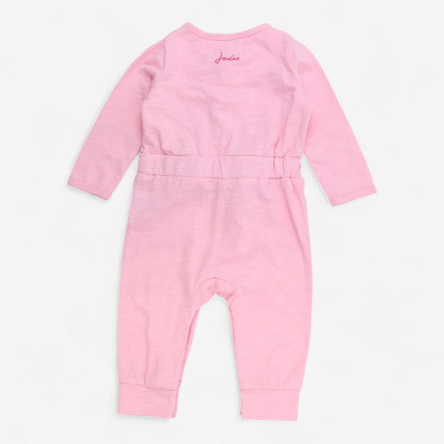 Long sleeve romper pink with cat pocket
