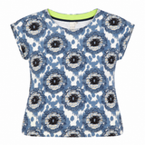Blue Abstract Print Organic Cotton Short Sleeve T-