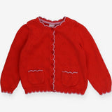 Cardigan red pink edging pockets