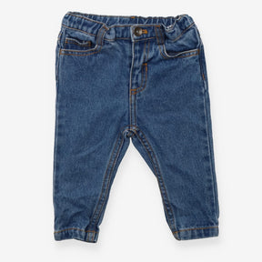 Blue jeans adjustable waist gold stitching 