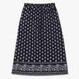 Printed Maxi Skirt Floral Paisley Navy Blue