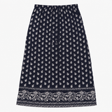 Printed Maxi Skirt Floral Paisley Navy Blue
