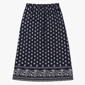 Printed Maxi Skirt Floral Paisley Navy Blue