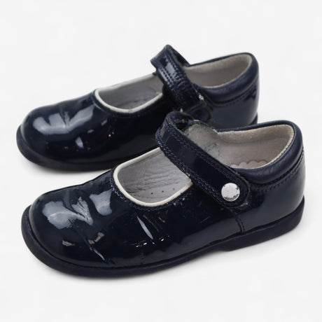 Patent Blue Shoes with white buttons