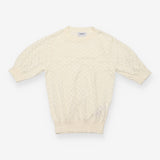 Top Cream Pointelle Open Knit Short Sleeve