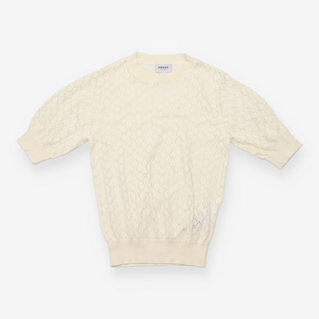 Top Cream Pointelle Open Knit Short Sleeve