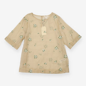 Sacha Gold Floral Embroidered Short Sleeve Top