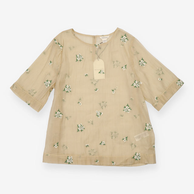 Sacha Gold Floral Embroidered Short Sleeve Top